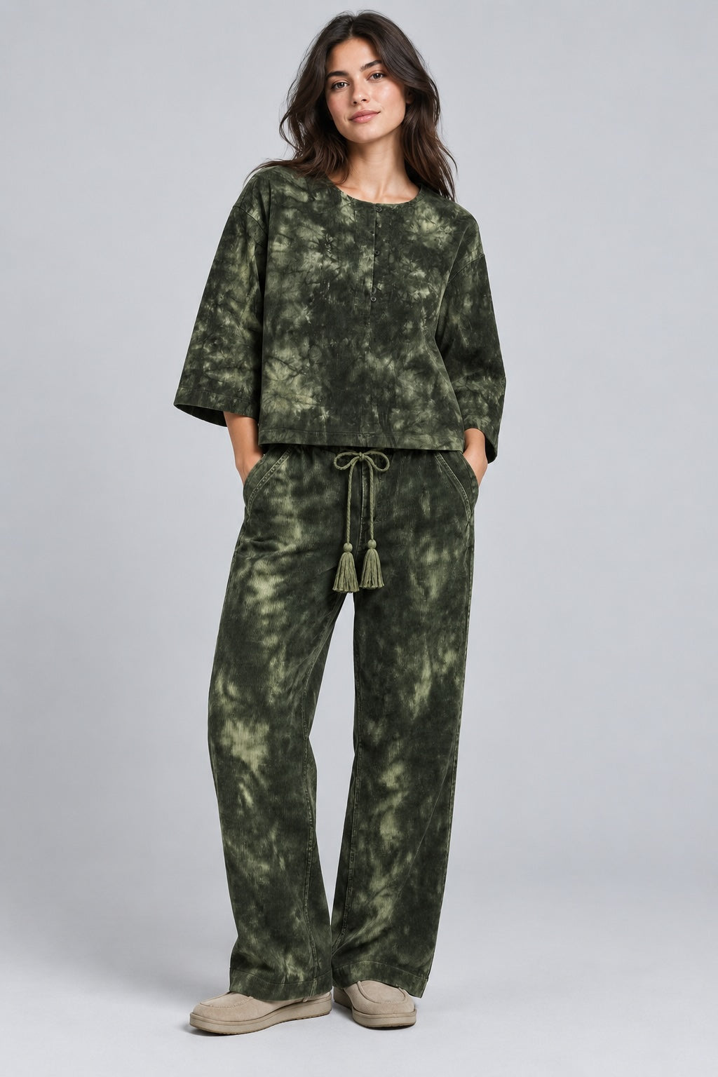 Birdie Corduroy Pants - Army Tie Dye