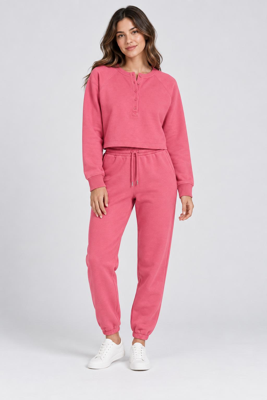 Henley Sweatshirt - Pink