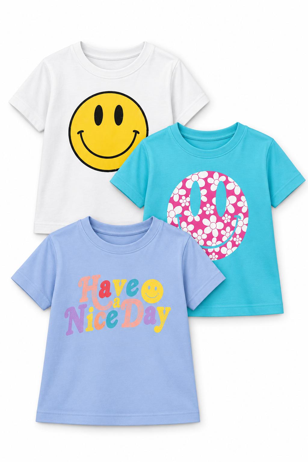 Happy Face Tee 3-Pack - Little Kids