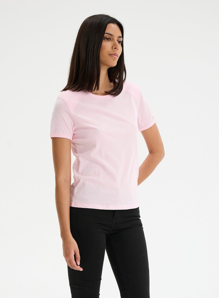 Franny Shoulder Pad T-Shirt - Candy Pink