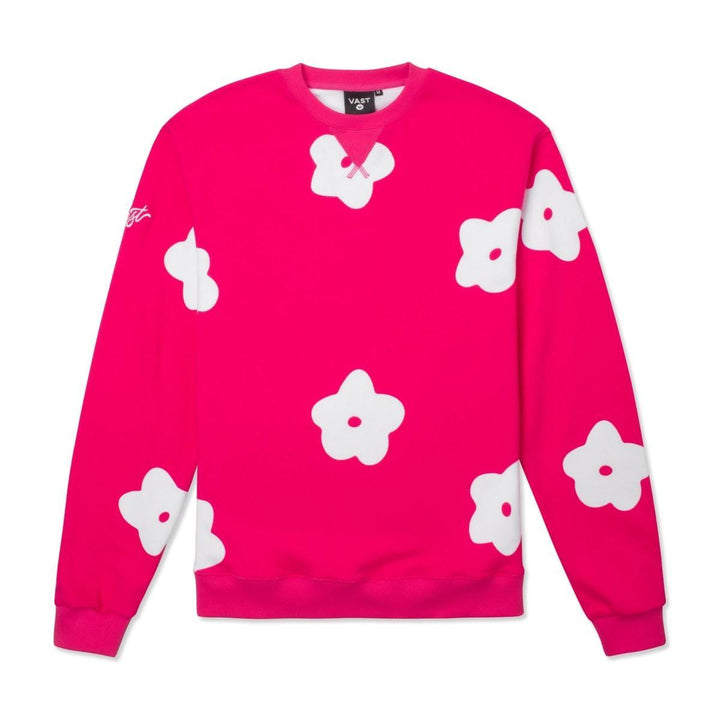 Flower Patch Crewneck Sweatshirt - Fuchsia