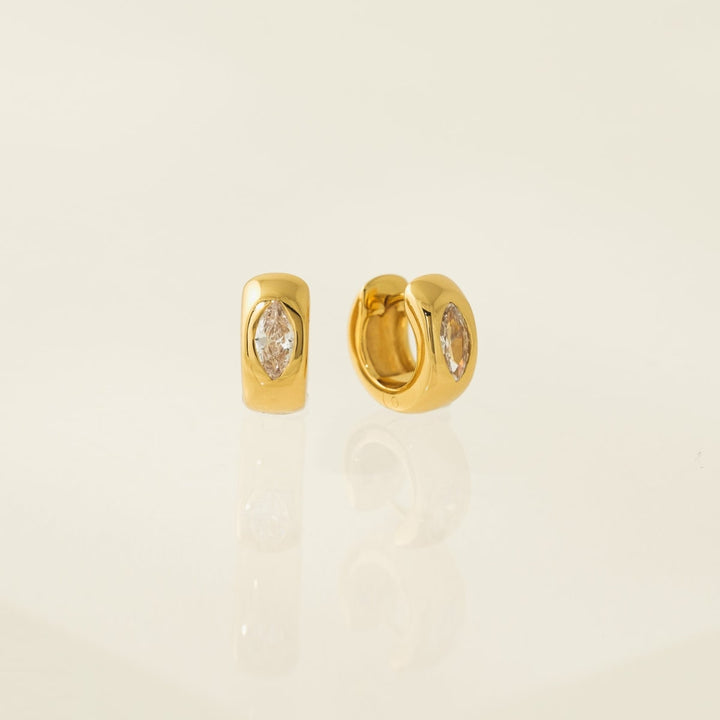 Marquise Chunky Huggie Hoop Earrings - Gold