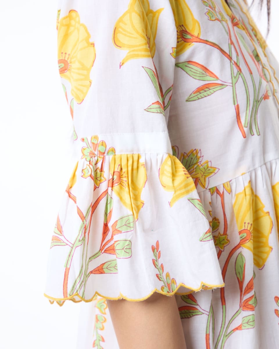 Mykonos Dress - Yellow/White