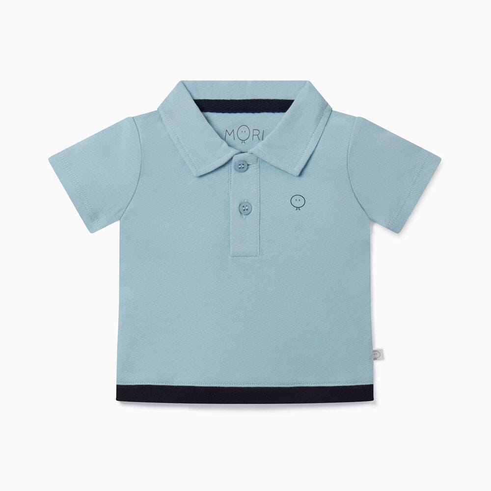 Colorblock Polo Shirt - Blue & Navy Tops Mori 