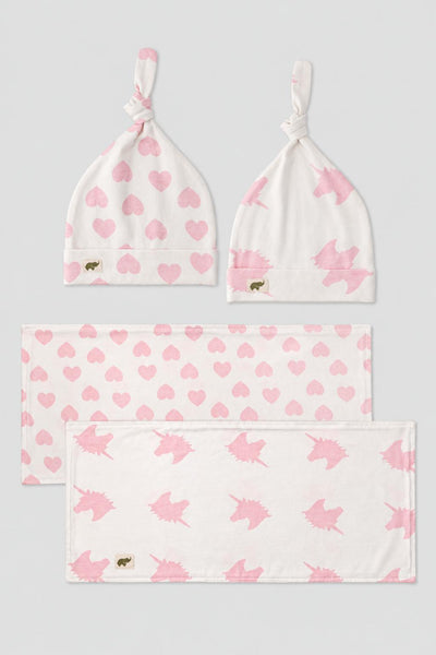 monica + andy Hat & Burp Cloth Gift Set - Unicorn Dreams
