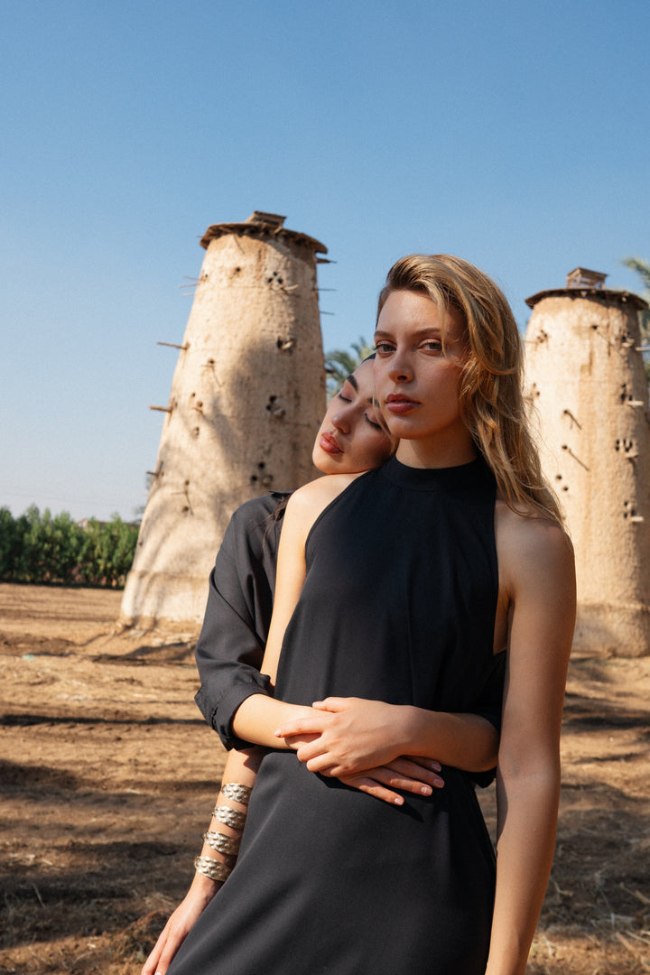 Tencel Halter Dress - Black