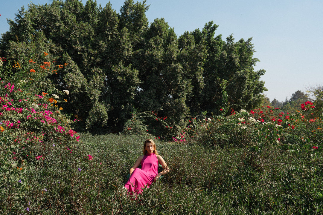 Tencel Halter Dress - Bougainvillea