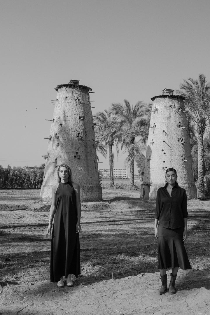 Tencel Halter Dress - Black