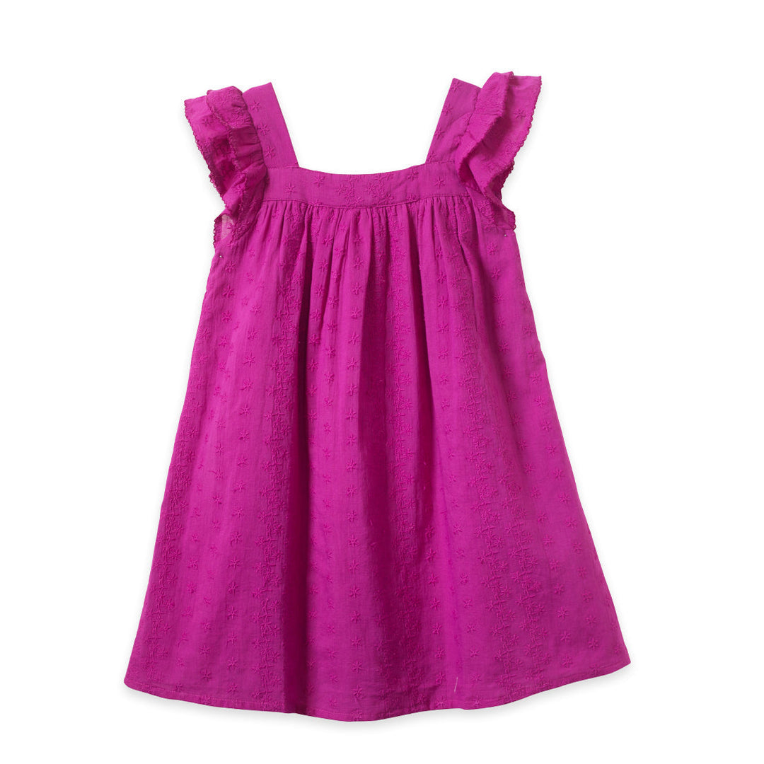 Girls Square Neck Everly Dress - Vivacious Pink