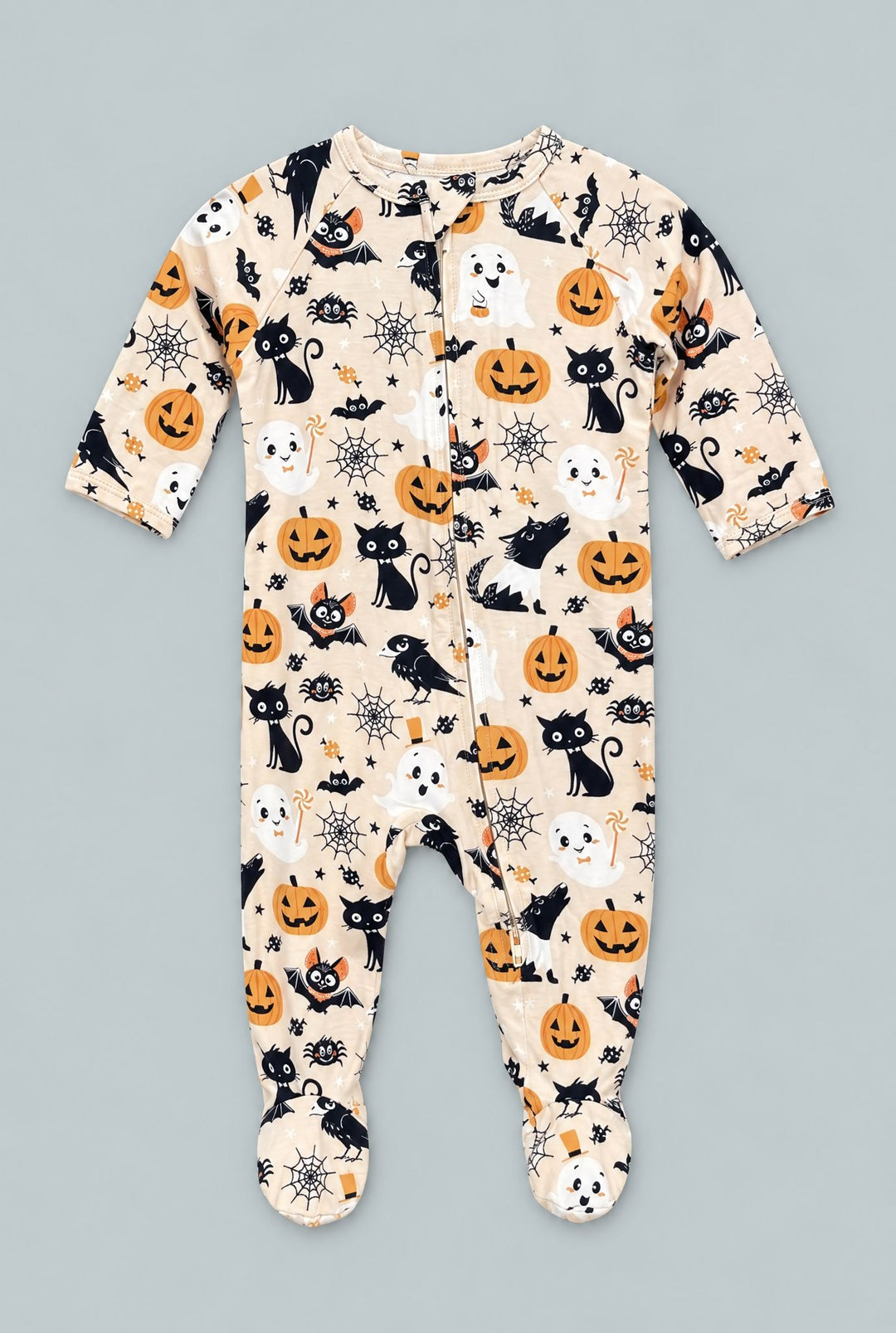 Zipper Footie Bats And Cats - Halloween