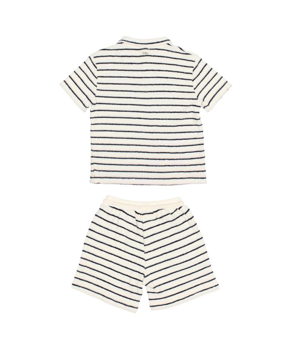 Terry Stripes Polo Set Nuit