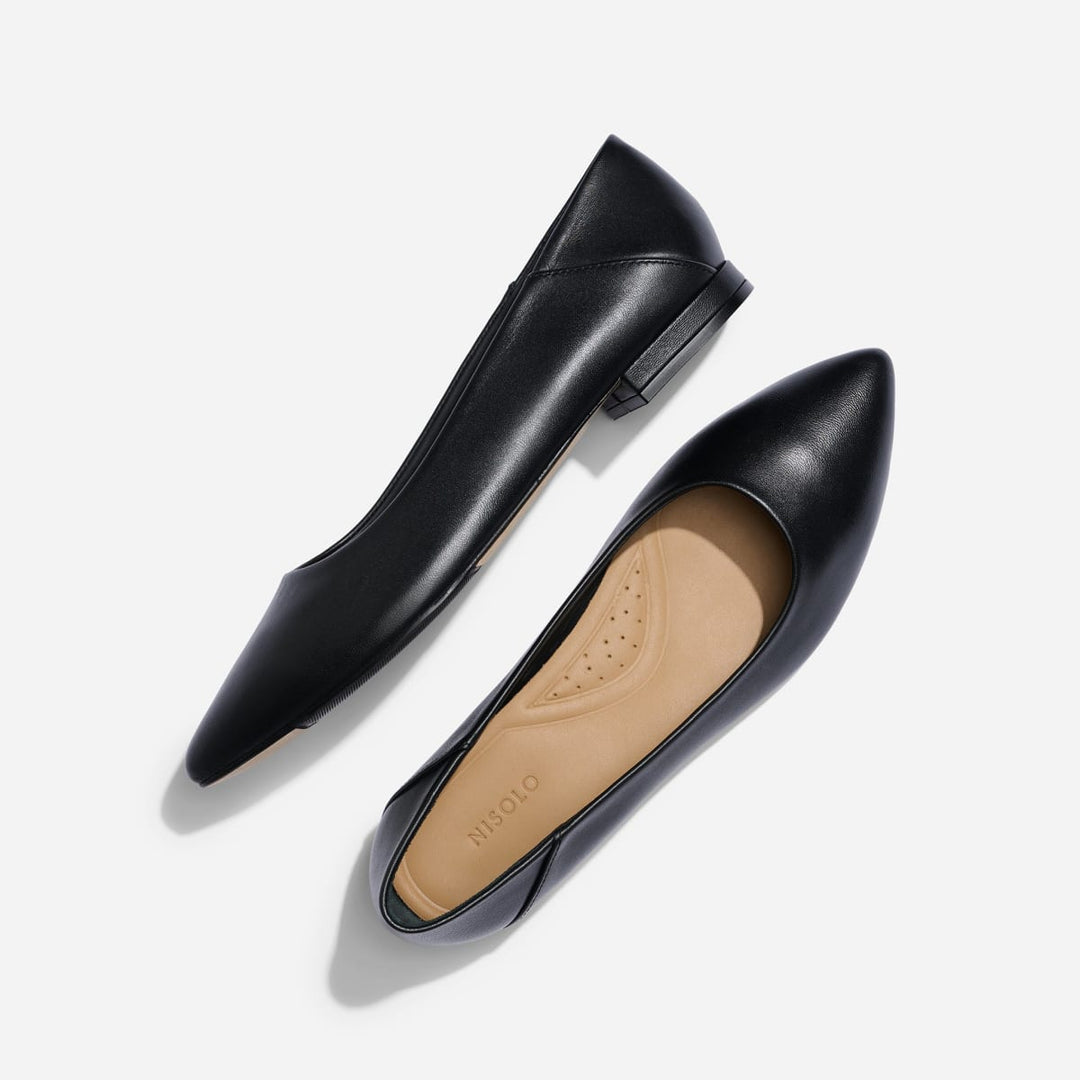 Fina Pointed Toe Flat - Black