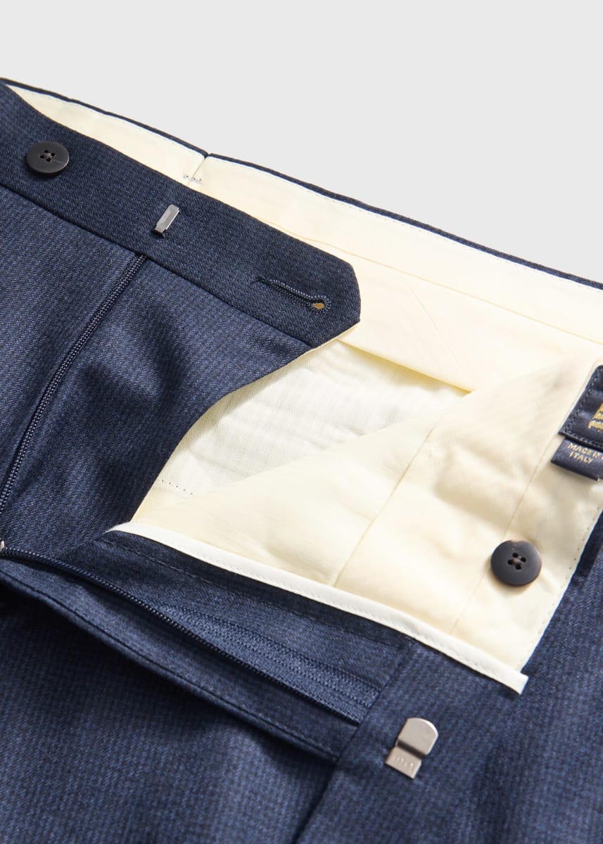 Mini Tooth Wool Trouser - Blue
