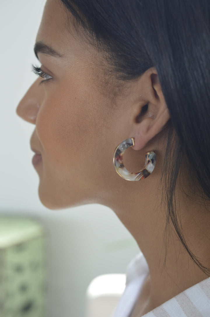 Acetate Multi-Color Hoop Earrings - Multi-Color