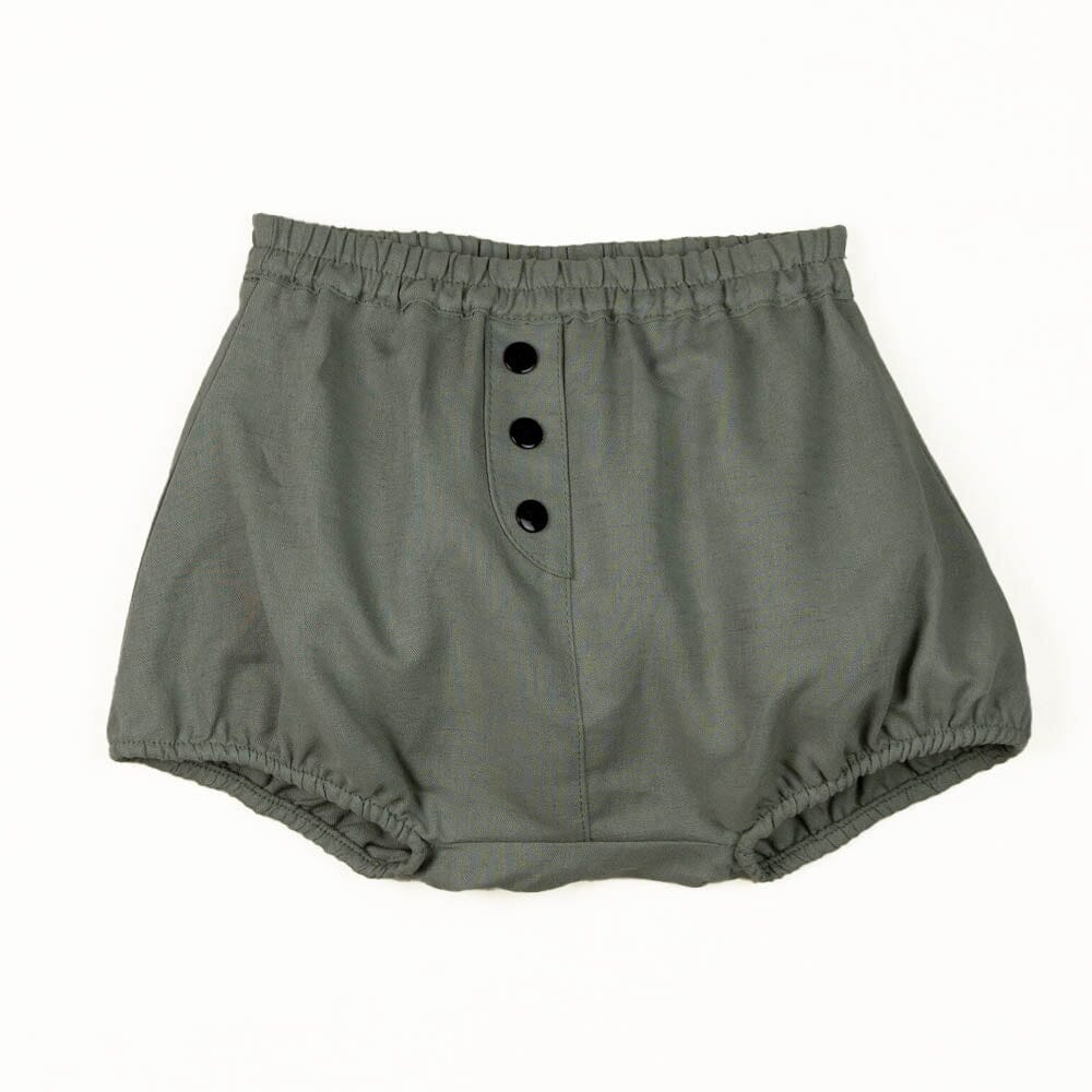 Culotte With Placket - Green Bloomers Popelin 