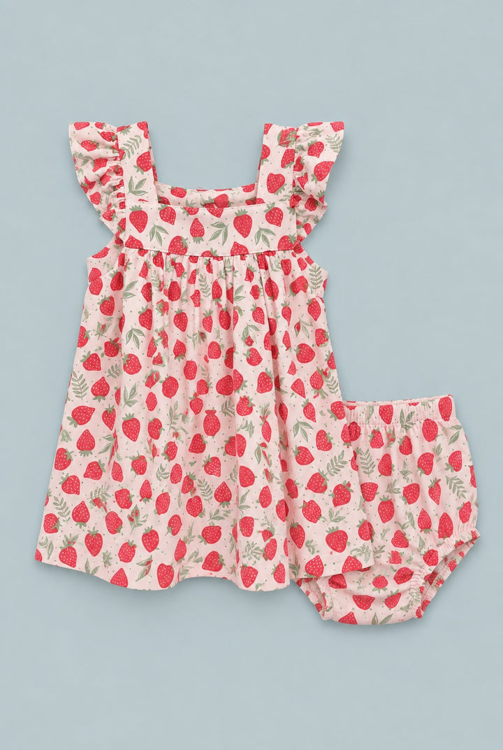 Ruffle Dress With Bloomer - Strawberry Basil