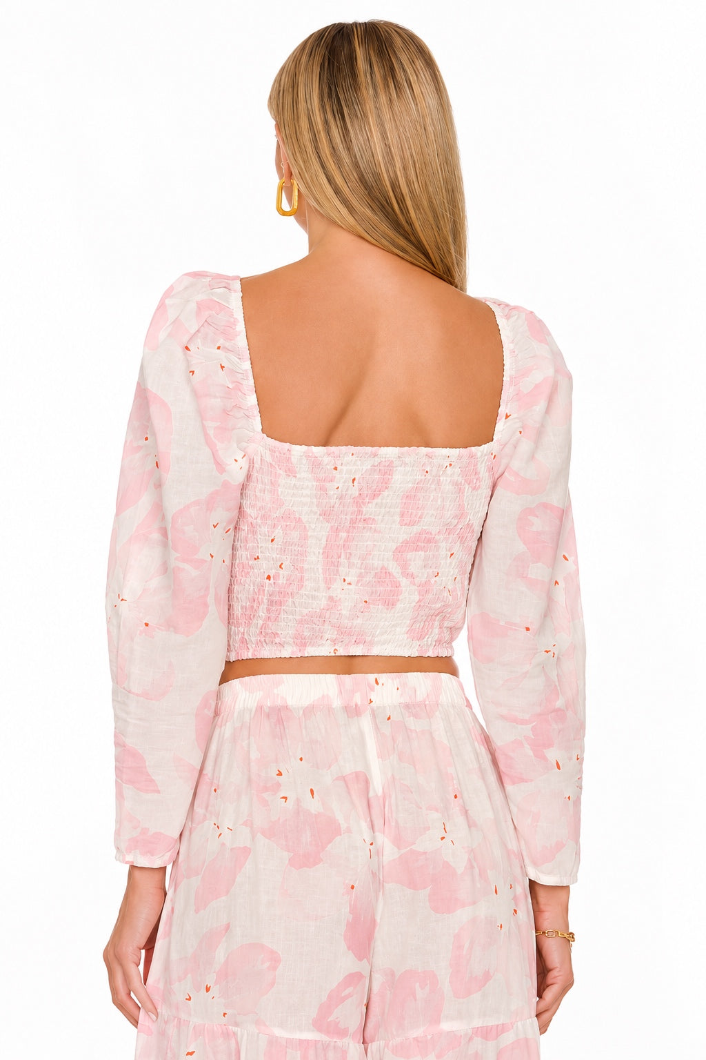 Floral Puff Shoulder Top - White Combo