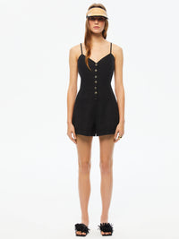 Mini Linen Jumpsuit - Black