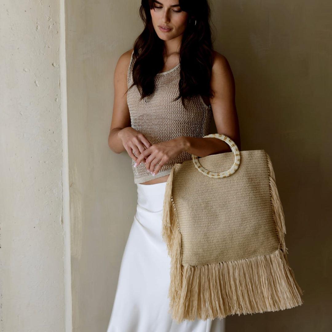 Fringe Werregue Bag - Cream
