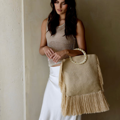 Fringe Werregue Bag - Cream
