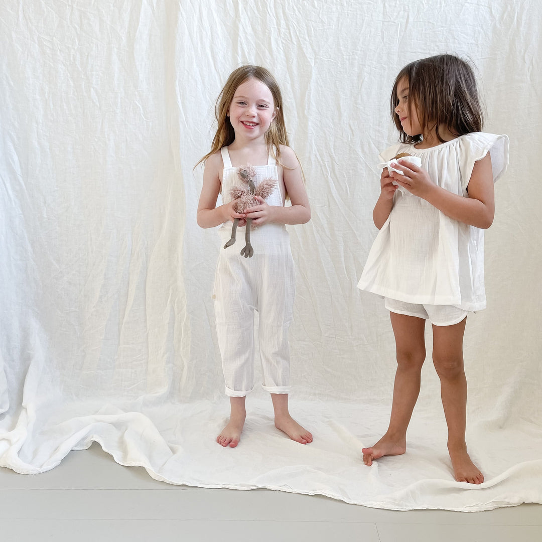 Cross Back Overall - White