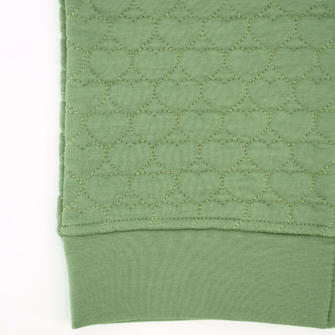 French Terry Hearts Jacket - Olive Green