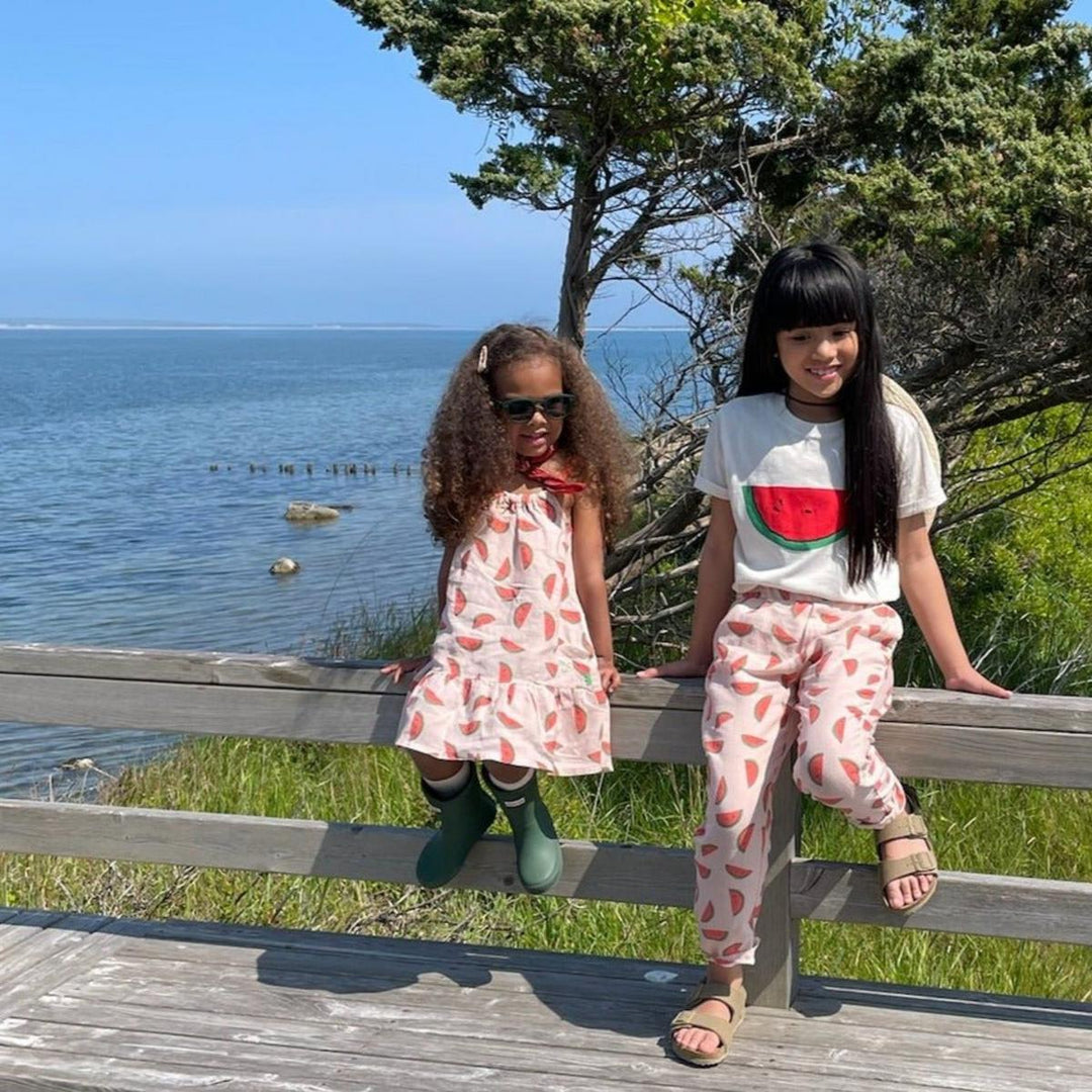 Watermelon Slices Linen Kid Pants - Misty Rose