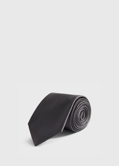 Solid Mogador Silk & Cotton Tie - Grey