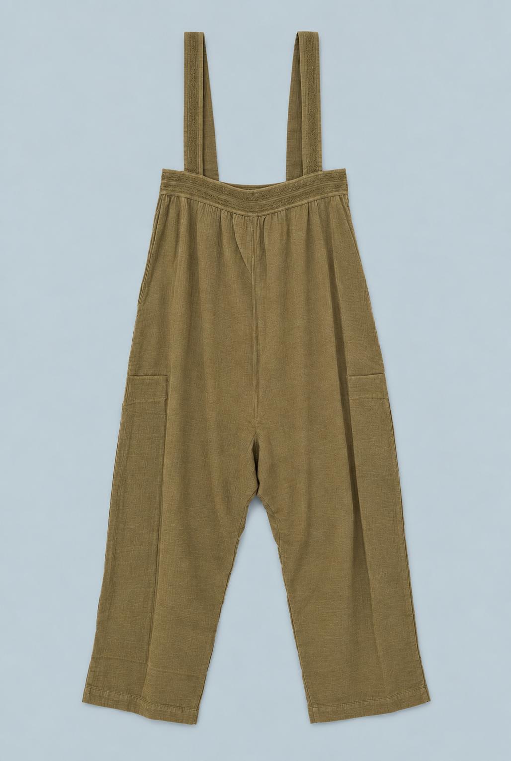 Tie Shoulder Wide Leg Jumpsuit - Army
