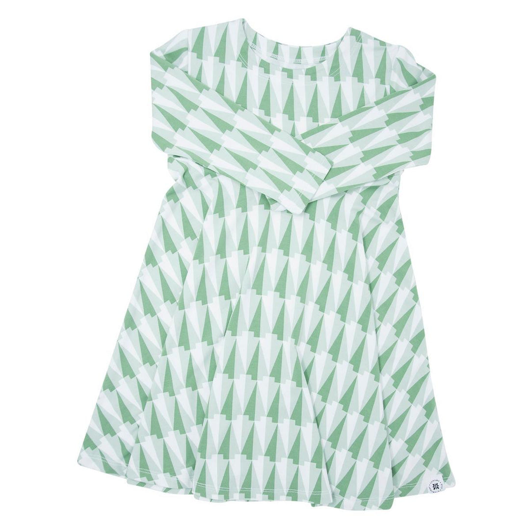 Sweet Bamboo Swirly Girl Dress - Geo Tree Green 6 Years Sweet Bamboo Swirly Girl Dress - Geo Tree Green 6 Years