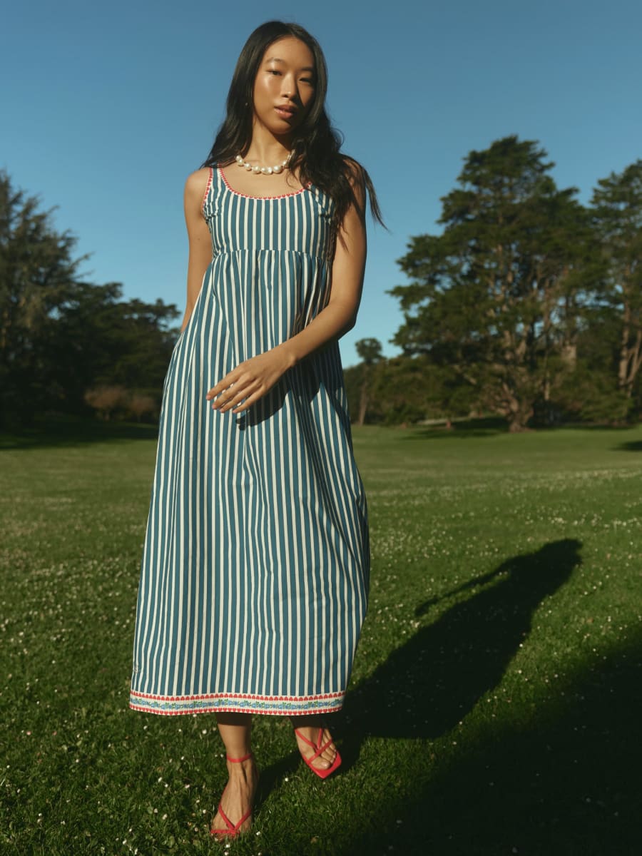 Emily Dress - Navy Stripe