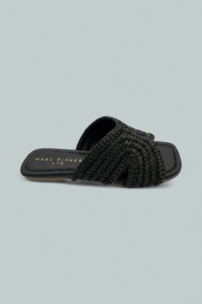 Narda Woven Slide Sandals - Black 001 Leather