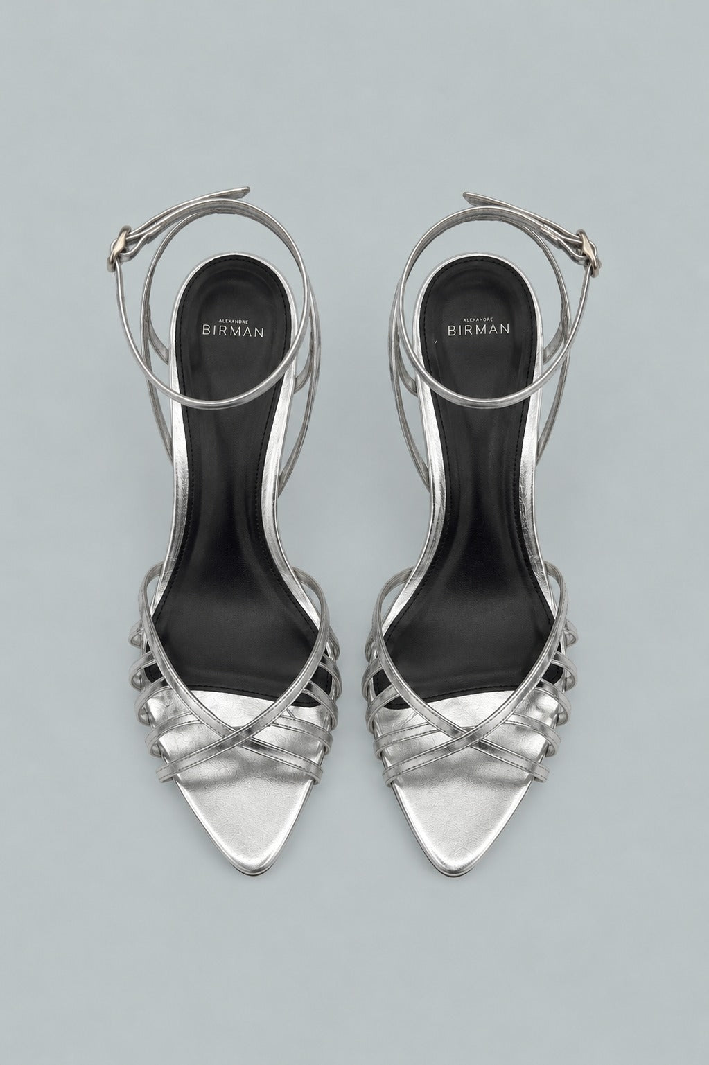 Solene Strappy Leather Sandals - Silver