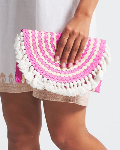 Palm Clutch - Pink/Natural