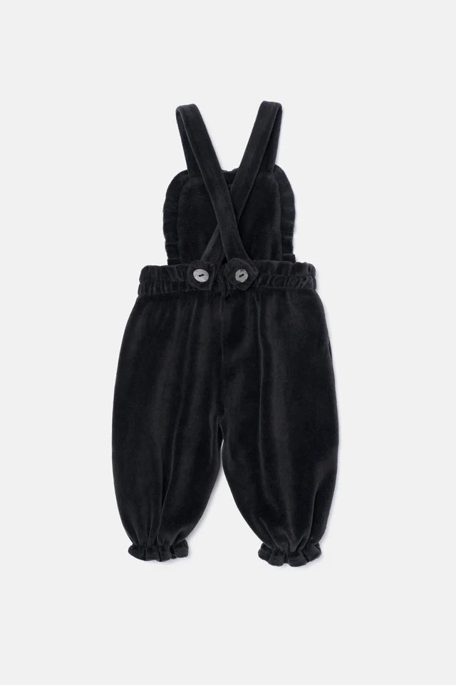 Velour Baby Overalls - Dark Grey