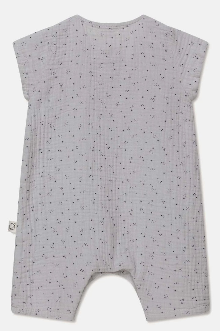 Gauze star-print baby jumpsuit - Soft grey