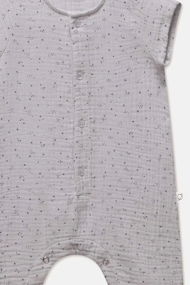 Gauze star-print baby jumpsuit - Soft grey