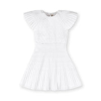 Organic Flutter Sleeve Sweater Dress - White Diamond Pointelle