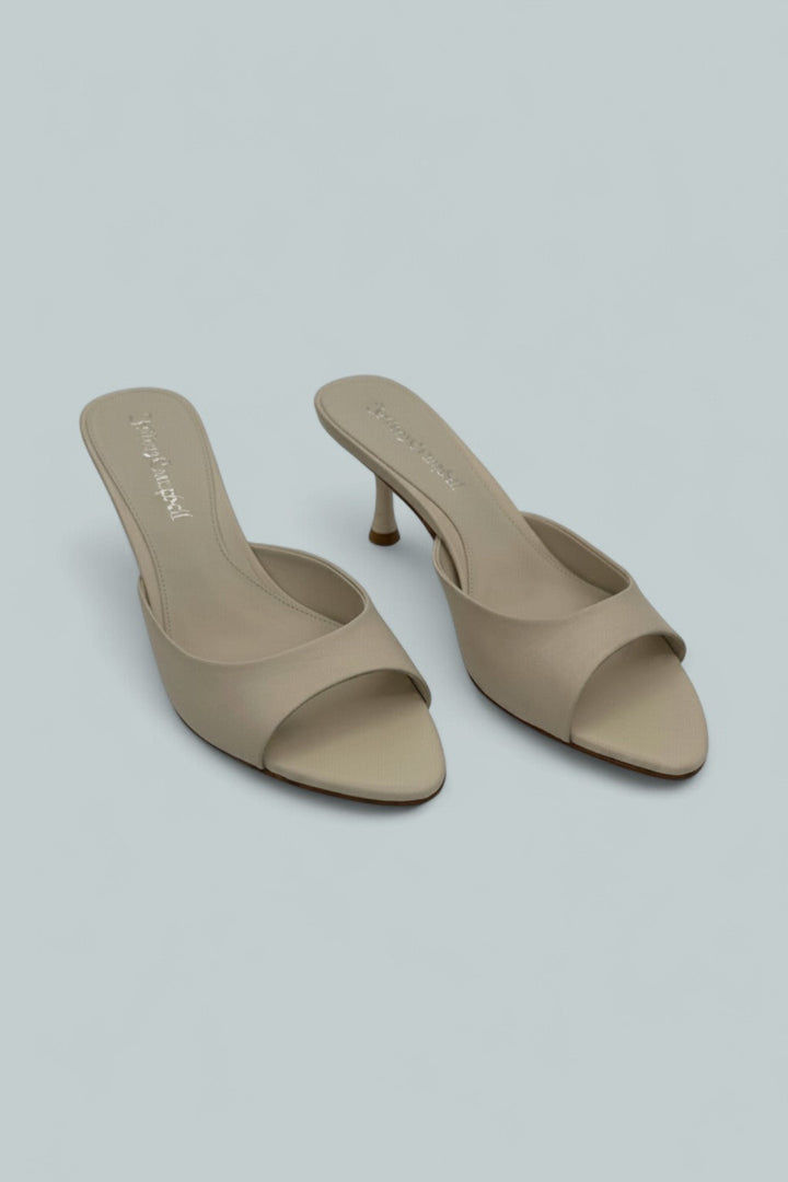 Spy-Kid Kitten Heel Sandals - Bone
