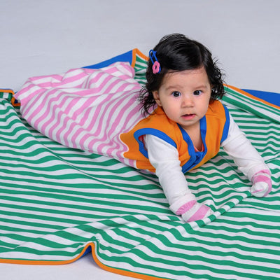Baby/Kids Blanket Reversible - Green & Blue (40x40)