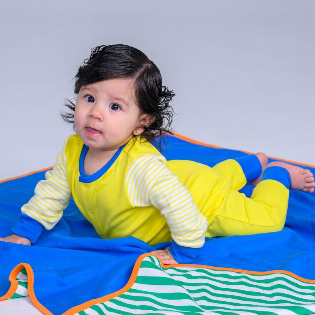 Baby/Kids Blanket Reversible - Green & Blue (40x40)