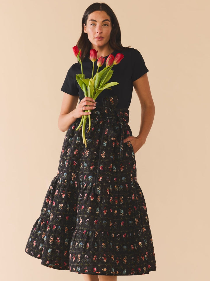 Celine Skirt - Quilted Florence Black Floral