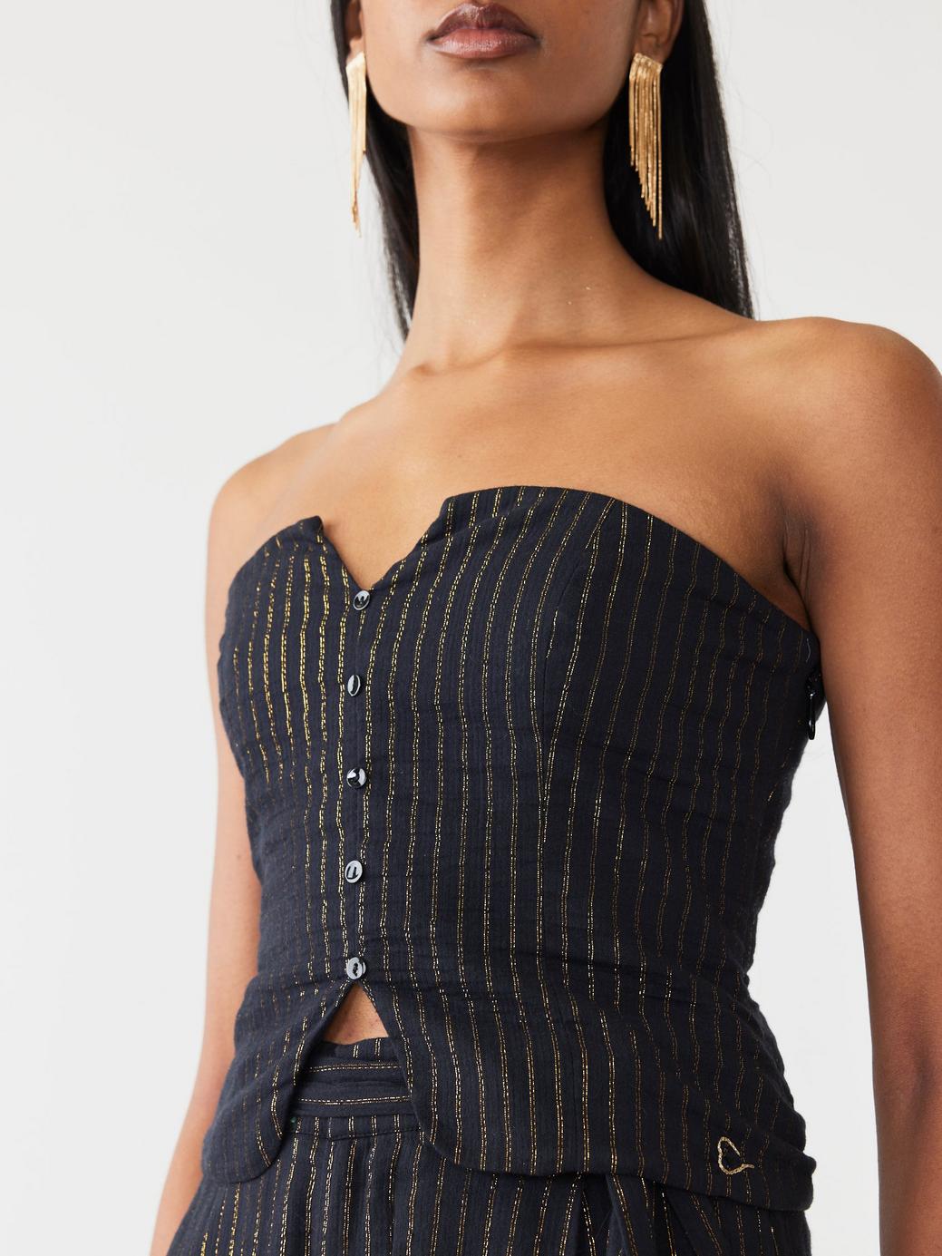 Michelle Top - Black Lurex Stripe