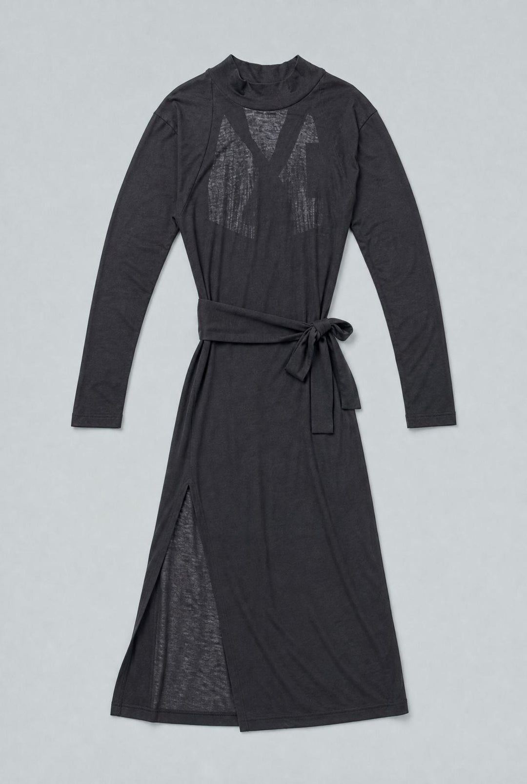 Mock Neck Dress With Open Back - Black