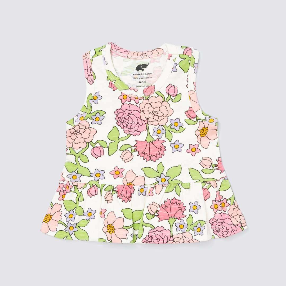 Racerback Peplum Tank - English Garden