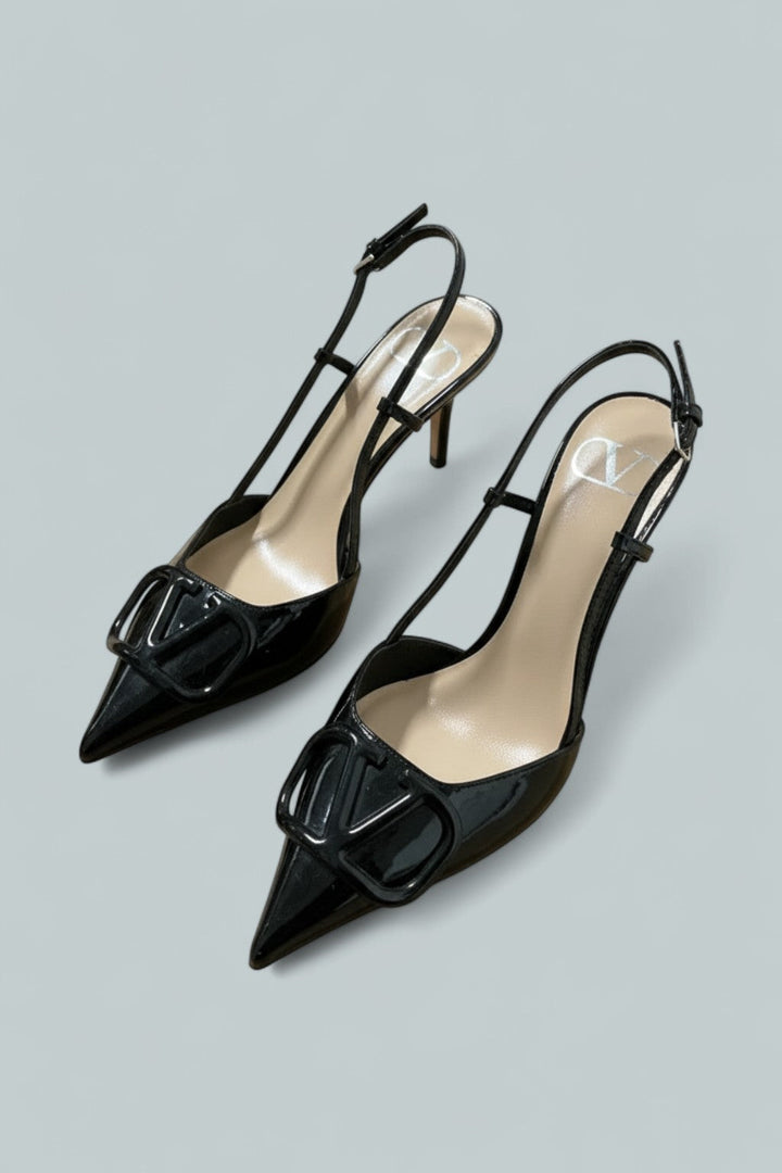 Womens VLogo Slingback Pumps - Black