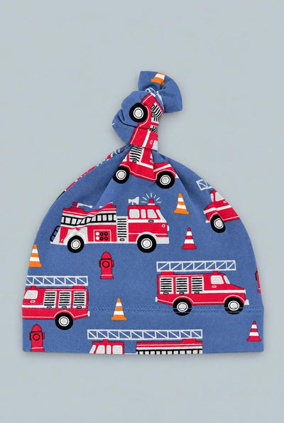 Blue Fire Truck Knot Hat - Cameron