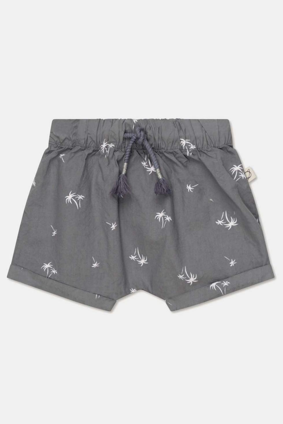 Palm-print baby shorts - Dark grey