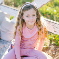 Big Kid Pajama Set - Dusty Pink Ribbed