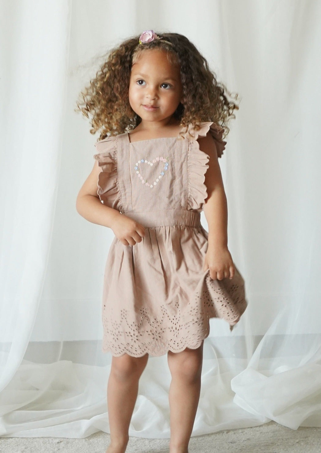Baby Corduroy Cotton Anglaise Dress - Wistful Mauve
